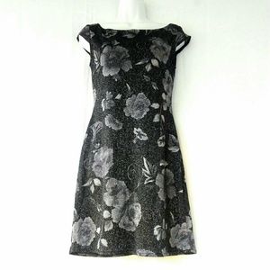 90s Glittery black floral dress